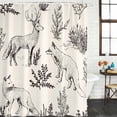 thumbnail image 4 of Small Stall Shower Curtain 36x78 Inch Narrow Half Size Vintage Elk Fox Bath Curtains Bathroom Decor, Rustic Beige Simple Drawn Grass Waterproof Fabric Shower Curtain Set with Hooks 36 Inch, 4 of 7
