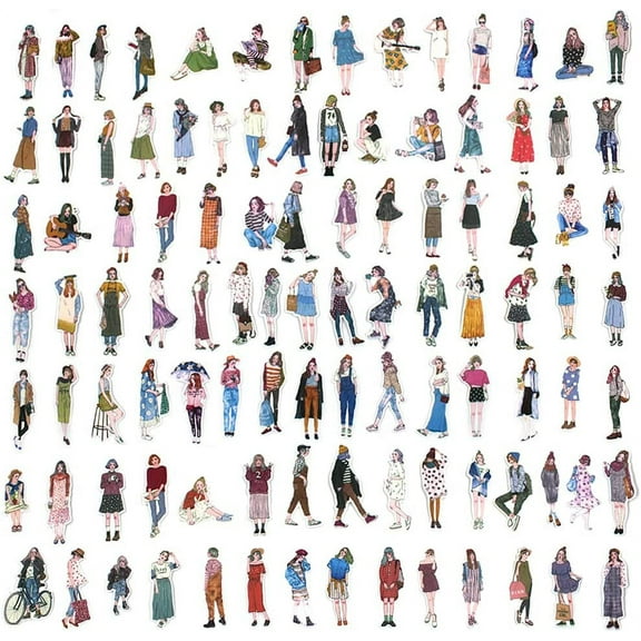 200pcs People Stickers, DaKuan People Stickers for Journaling Scrapbooking Fashion Girl Scrapbook Sticker for Journaling, Bullet Journals Supplies DIY Craft