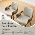thumbnail image 2 of 26" Swivel Bar Stools Set of 4, 360° Counter Height Bar Stool with Back & Arms, Farmhouse Upholstered Barstool with Walnut Frame Faux Leather Counter Chair for Kitchen Island Griege, 2 of 12