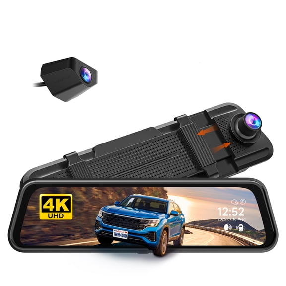 WolfBox M40lite 4K Front Rearview Mirror Dash Cam and 1080P Rear Camera, 10" Touch Screen, Loop Recording, G-sensor