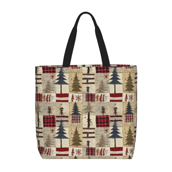 Easygdp Rustic Plaid Forest Lodge Bolsa Tote para Mujer, Bolso de Hombro para Trabajo, Playa, Viajes, Compras y Supermercado