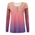 thumbnail image 3 of Dndkilg Henley Long Sleeve Shirts for Women Henley 2023 Woman Plus Size Tops Button Down Slim Fit Blouses Dressy Casual Tie Dye Dressy T-Shirt Women Pink M, 3 of 4