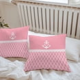 thumbnail image 4 of Vintage Anchor Texture Outdoor Pillow Covers Set of 2 Pink White Geometric Classic Stripes Waterproof Throw Pillow Case Decorative Square Cushion Cover for Patio Couch Garden Balcony, 26"x26", 4 of 9