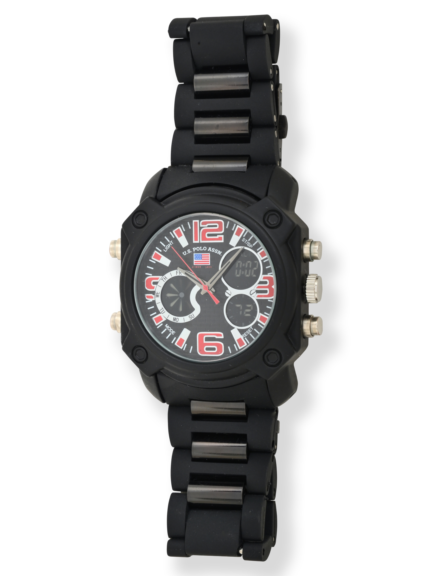 U.S. Polo Assn. Men's Watch in Black Case w/ Red and Blue Analog and Digital Dial (US8867WM)