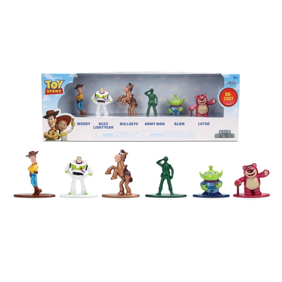 Toy Story Nano Metalfigs 6-Pack Die-Cast Mini Figures 1.65-Inch Scale – Woody, Buzz, Bullseye, Army Man, Alien, Lotso by Jada Toys