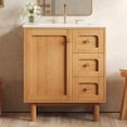 thumbnail image 4 of Euroco 30 Inch Bathroom Vanity with Ceramic Sink, Bathroom Vanity with 3 Drawers, 1 large Soft Closing Door, Farmhouse Bathroom Storage Cabinet , Ideal for Home, 4 of 9