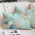 thumbnail image 2 of Marine Life Throw Pillow Covers Blue Shell Coral Eucalyptus Leaves Green Background Decorative Lumbar Pillow Cover Rectangle Cushion Case for Sofa Couch Bed Living Room Bedroom 12 X 20 Inches, 2 of 9