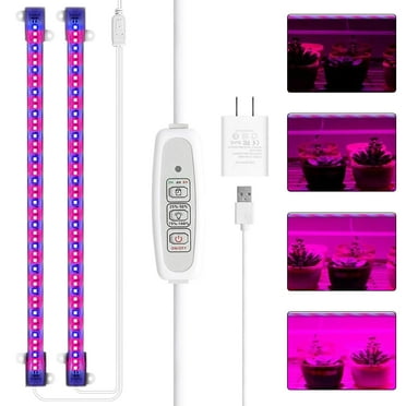 LED Plant Grow Light Strips, Spectrum Plant Grow Lights with Auto Timer, 48 LEDs /4 Dimmable Levels, Sunlike Grow Lamp for Seedlings Hydroponics and Indoor Plants