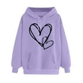 thumbnail image 2 of Aobny Trendy Womens Sweatshirts Cute Purple Hoodies Hooded Long Sleeve Heart Womans Blouses Dressy, 2 of 5