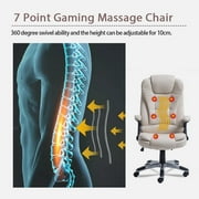 Swivel Gaming Massage Chair Ergonomic PU Leather Executive Office Chair Heated Vibrating 7 Point Massage Chair with Heating Function (White)