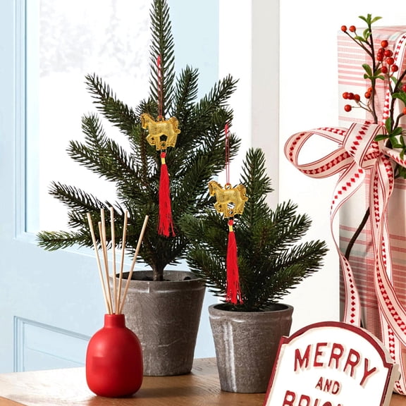 OULII 12Pcs Lunar New Year Tree Decorations Festive Plastic Ornaments for Party Supplies