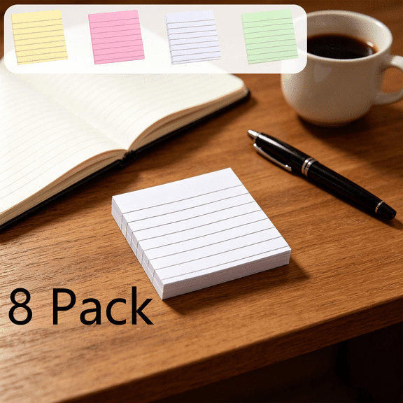 FEOLGEHLY Sticky Notes 3x3, 8 Pads (100 Sheets/Pad) - Semi Transparent Sticky Notes, Pastel Sticky Notes, Self-Stick Note Pads Notes for Office Home, Memo Notes, Journals & Planning (White)