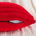 thumbnail image 3 of SURJDE Red Striped Decorative Throw Pillow Covers 16x16 Inch Set of 2,Square Fall Decorations Couch Pillow Case,Soft Cozy Faux Rabbit & Velvet Back,Modern Home Decor for Bed, 3 of 6