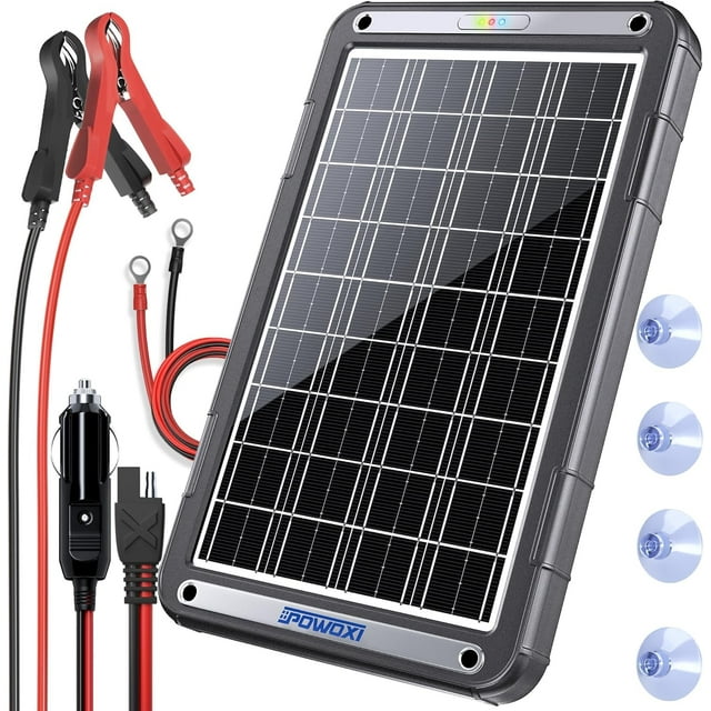 Cargador solar de batería de coche POWOXI 15W 12V con controlador MPPT