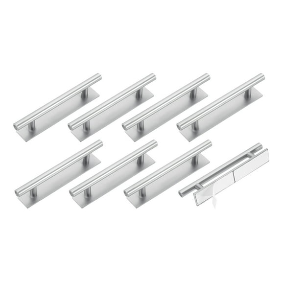 Uxcell 8 Pack Self-Stick Push Pull Helper, 6 Inch Plastic Adhesive Cabinet Handles Round Stick-on Handle for Kitchen Cabinet Window Sliding Closet Door Wardrobe(Silver)