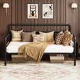 thumbnail image 4 of Tamaño individual-size negra metal daybed frame: sofa cama platform con sturdy metal construction, strong slat support. ideal para para sala de estar, dormitorio, o guest room. fácil montaje, 4 of 8