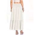 thumbnail image 7 of GJSYRH Women's Summer Casual Elegant Smock Layered Tiered Maxi Skirt High Waisted A Line Flowy Long Skirts with Pockets White L, 7 of 7