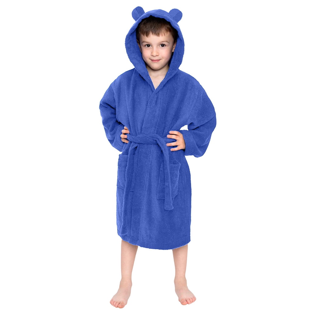 Xzngl Toddler Boys Girls Solid Hooded Flannel Bathrobe