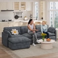 thumbnail image 2 of Sofa, L-Shaped Sofa Couch with Deep Seat and Movable Footrest Sofa for Office|Living Room, Gray, 2 of 8