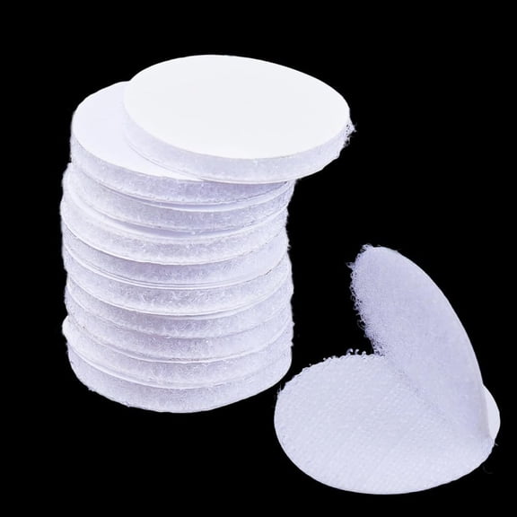 40Pcs Adhesive Hook and Loop Strips Round Hook and Loop Patch 1 Inch Dots White Nylon Polyester Heavy Duty Small Command Hanging