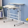 thumbnail image 6 of Soges Height Adjustable Computer Desk Sit Stand Workstation Mobile Standing Desk with Wheels, Standing Side Table with Castors, Maple, 6 of 6