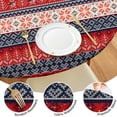 thumbnail image 4 of Red and Blue Christmas Knitted Pattern Round Fitted Tablecloth with Elastic Edge,Dining Table Cover Waterproof,Outdoor Round Tablecloth for Camping,Dining,Indoor and Outdoor, 4 of 7