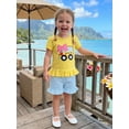 thumbnail image 4 of BemeyourBBs Toddler Baby Girl Back to School Outfit Baby First Day of School Kindergarten Outfit Baby Girl Summer Clothes Bow School Bus Embroidery Short Sleeve T Shirt Tops and Stripe Shorts Set, 4 of 9