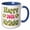 Blue/White, variant on 3drose, Groovy Flowers Happy 70th Birthday, 11oz Magic Transforming Mug