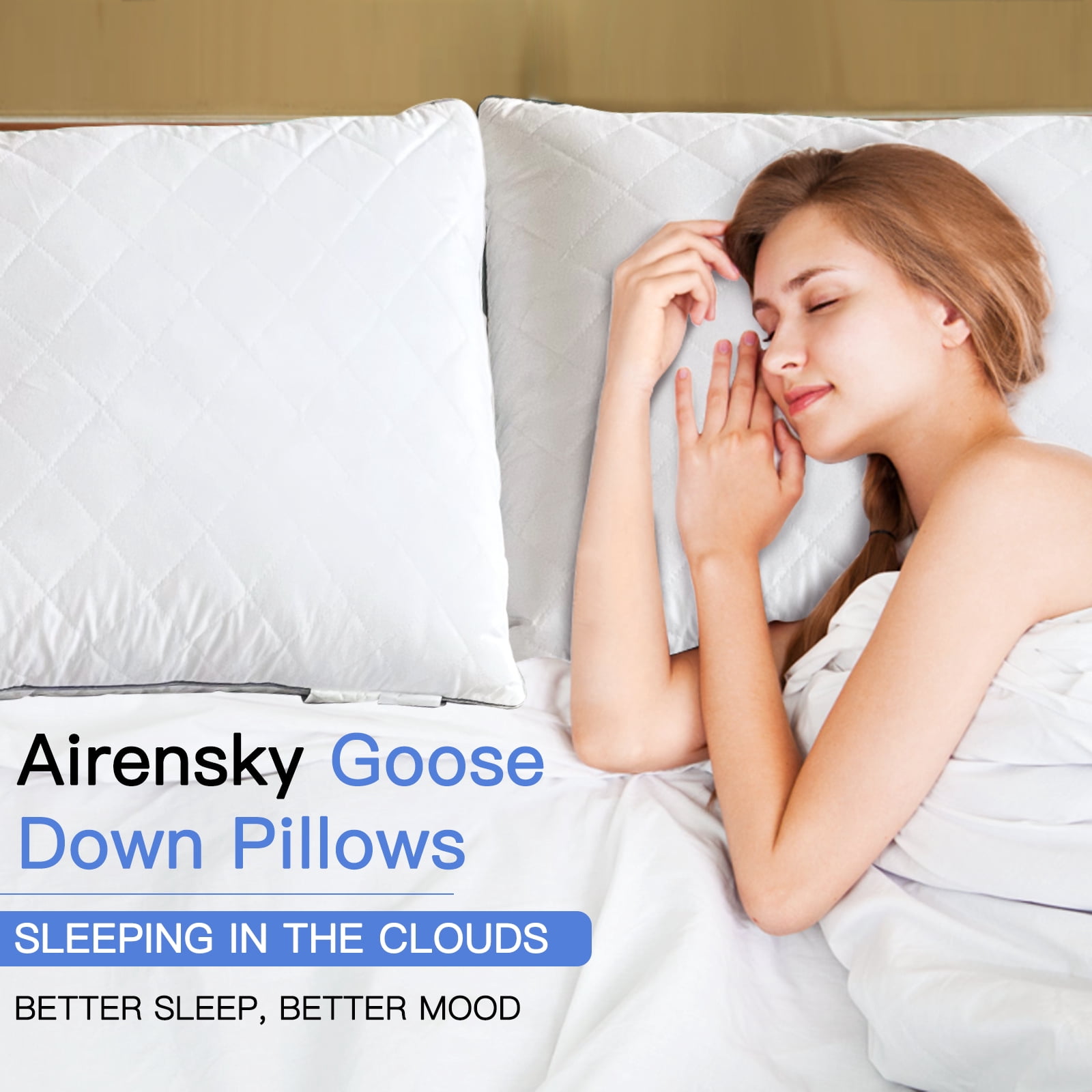 Airensky Soft King Down Bed Pillows - Multi-Angle Sleep (2 Count)