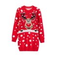 thumbnail image 2 of ZAXARRA Robe Tricotée de Noël pour Femmes, Manches Longues Col Rond Motif Élan à Pois Tricot Élastique une Pièce, 2 of 9