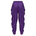 thumbnail image 4 of inhzoy Mens Satin Harem Pants Casual Elastic Waist Dhoti Pants Baggy Boho Hippie Wedding Party Kurta Purple S, 4 of 5