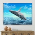thumbnail image 2 of Designart 'Humpback Whale Jumping Out of Sea' Farmhouse Framed Canvas Wall Art Print, 2 of 5