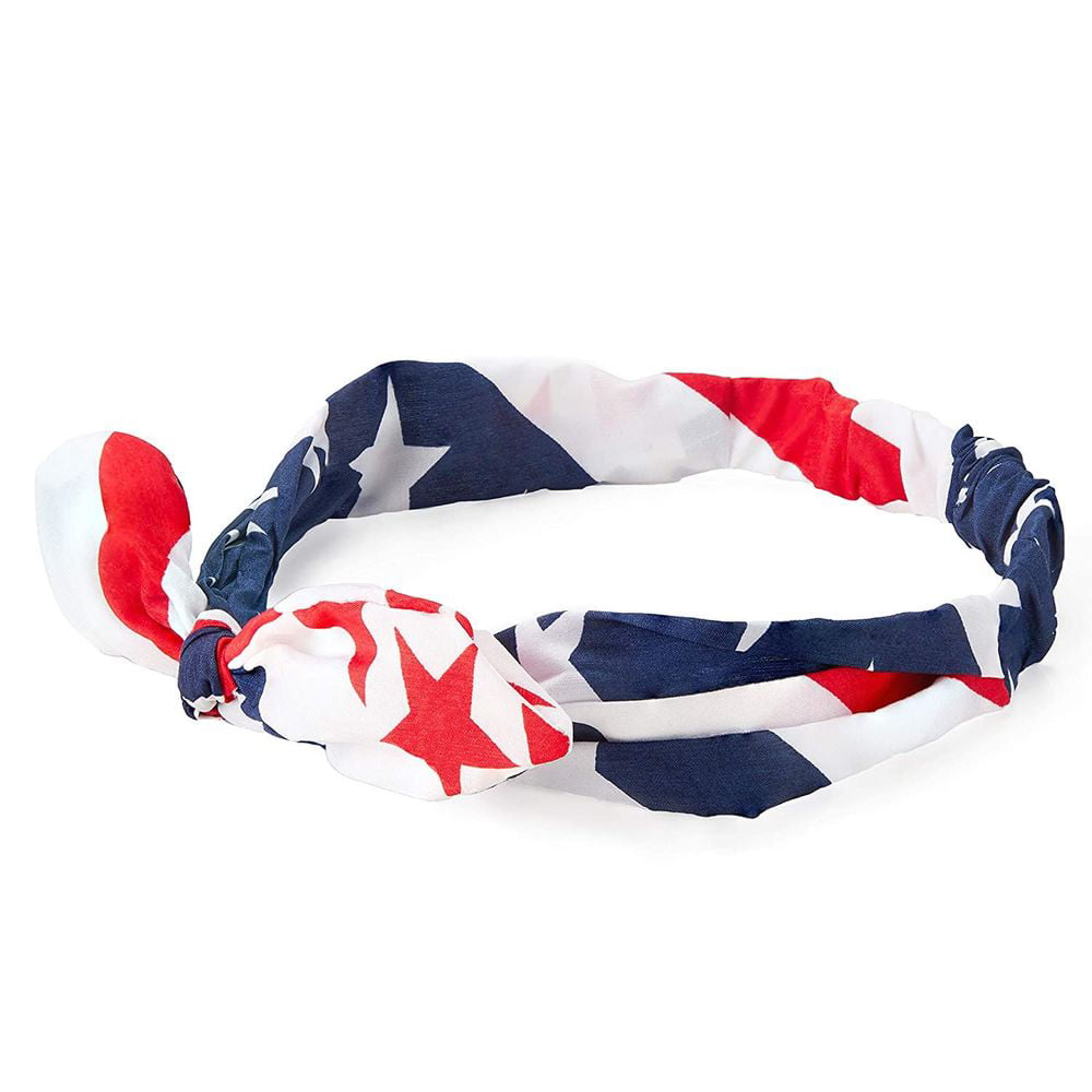 Cute Red White and Blue Cat Ears Headband with Bow 4th of July Memorial Day Accessory