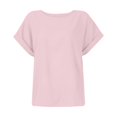 thumbnail image 2 of KaLI_store Workout Tops for Women Womens Short Sleeve T Shirts Summer Top Short Sleeve Cute Casual Basic Tee Pink,L, 2 of 3