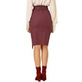 thumbnail image 4 of INSPIRE CHIC Women's Button Decor Split Belted Tie Waist Pencil Skirt, 4 of 7