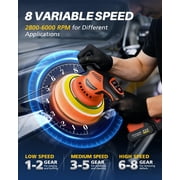 Cordless Buffer Polisher, 8 Variable Speed Polisher with 2x 21V 2000mAh & 18 count Attachments, 2800-6000RPM Cordless Polishing Machine for Waxing, Polishing & Scratch Removal