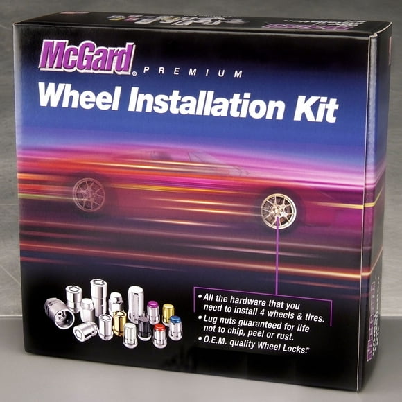McGard 84605 Chrome Cone Seat Wheel Installation Kit (M14 x 2.0 Thread Size) - for 6 Lug Wheels, 20 Lug Nuts / 4 Locks / 1 Key / 1 Storage Pouch