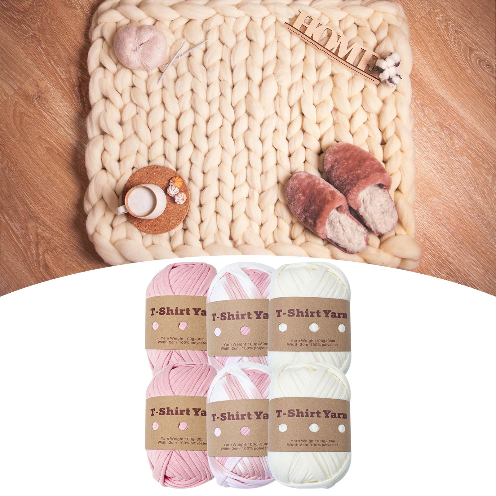 6x Knitting Yarn Spaghetti Yarn Carpet Yarn T-shirt Yarn for Rug Making Macrame Crochet , Set A