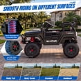 thumbnail image 5 of Wisairt 24V Kids Ride on Toys, 4WD 800W Power Car Wheels for Boys Girls with Remote, Electric Ride on Car for Kids with 2 Seater, Music, LED Lights, Seat Belt, 3-8 Years Old, Black, 5 of 9