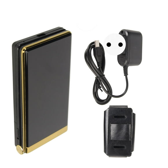 ZOUSSIQI Flip Phone Unlocked for Seniors 2G GSM Phone with Backlight Large Buttons High Volume Dual Screen Dual SIM Card 5900mAh 100‑240V Gold EU Plug EL225#43273