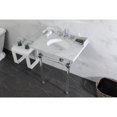 thumbnail image 3 of Kingston Brass LMS30MA1 Pemberton 30" Carrara Marble Console Sink with Acrylic Legs (8-Inch, 3-Hole), Carrara Marble White/Polished Chrome, 3 of 8