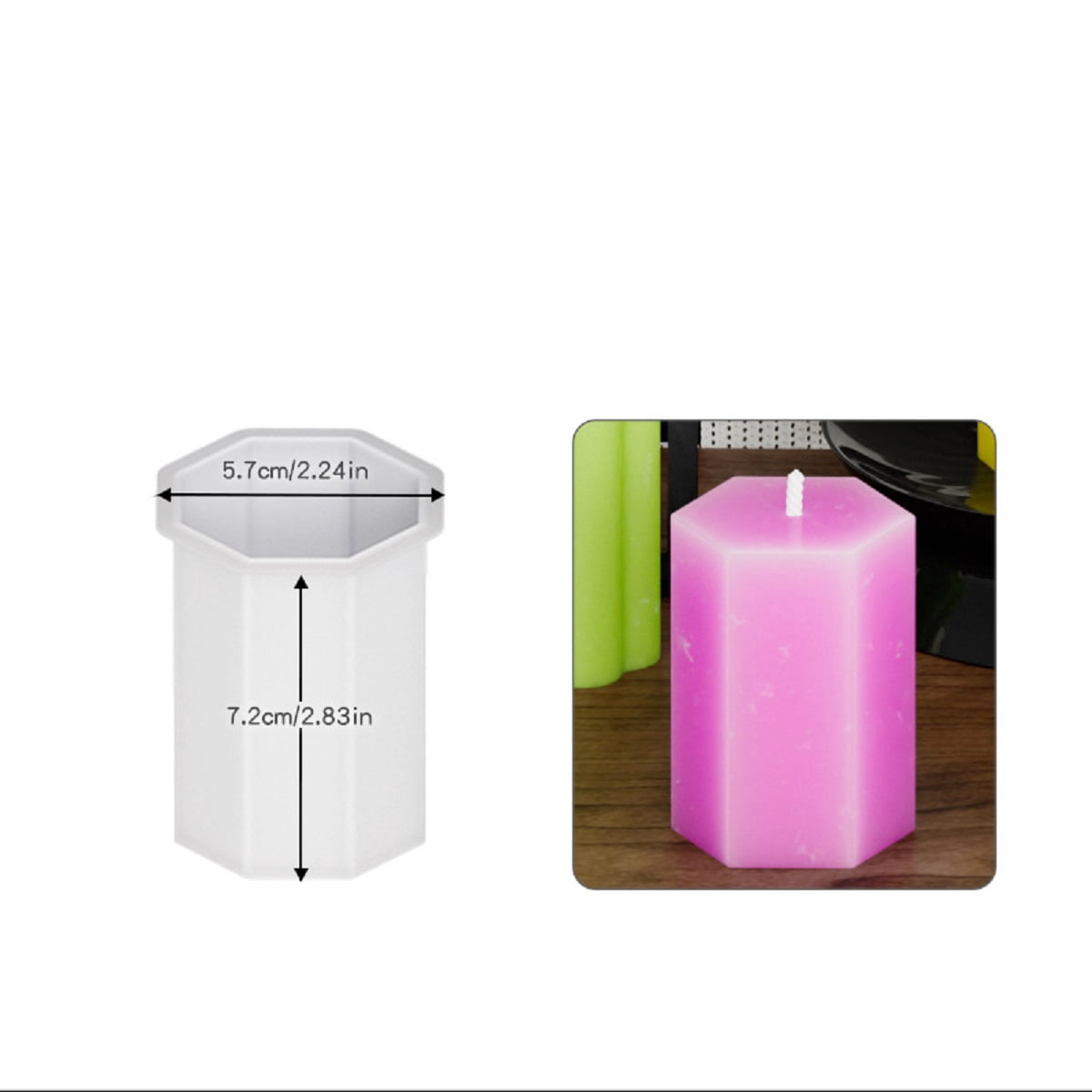 Silicone Candle Molds, Multiple Shape 3D Cylinder Hexagon Heart Flower Cylinder Molds for Candle Making, Reusable Easy Release Silicone Molds for DIY Handmade Aromatherapy Candles, Soap, Resin Crafts