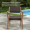 thumbnail image 4 of Alpha Joy Wicker Rattan Outdoor Patio Dining Chairs with Acacia Wood Structure - Set of 2, Dark Brown, 4 of 7