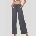 thumbnail image 2 of JoliSweat Wide Leg Sweatpants Women Baggy Low Rise Sweatpants with Pockets Spring Fall Y2K Drawstring Straight Leg Sweatpant Dark Gray L, 2 of 5