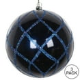 thumbnail image 3 of Vickerman 4.75" Midnight Blue Candy Finish Net Ball Ornament with Glitter Accents, 3 per Bag, 3 of 3