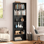 Homfa 6 Tier Tall Bookshelf and Bookcase, Wooden Bookcase Display Shelf for Living Room Home Office Library Storage, Black