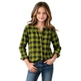 thumbnail image 2 of TGSLY Girls' Plaid Button Down Shirts Lightweight Soft Henley Long Sleeve Tops Relaxed Fit Casual Fall Regular Shoulder Blouses 12-14 Years, 2 of 7