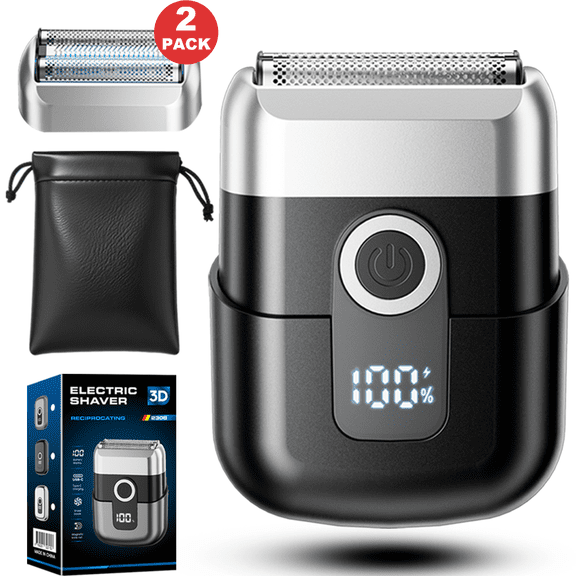 JUUTREN Electric Foil Shaver for Men – Electric Razor, Mini Portable Beard Trimmer with 3 Floating Blades, Cordless, IPX7 Waterproof for Wet/Dry Use, LED Display, Perfect for Travel & Daily Grooming