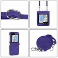thumbnail image 3 of Dteck for Samsung Galaxy Z Flip 5 5G Case, Adjustable Crossbody Shoulder Strap Lanyard Case for Women Kickstand Flip PU Leather Hard Shell Ultra Thin Slim Durable Protective Phone Cover,Purple, 3 of 5