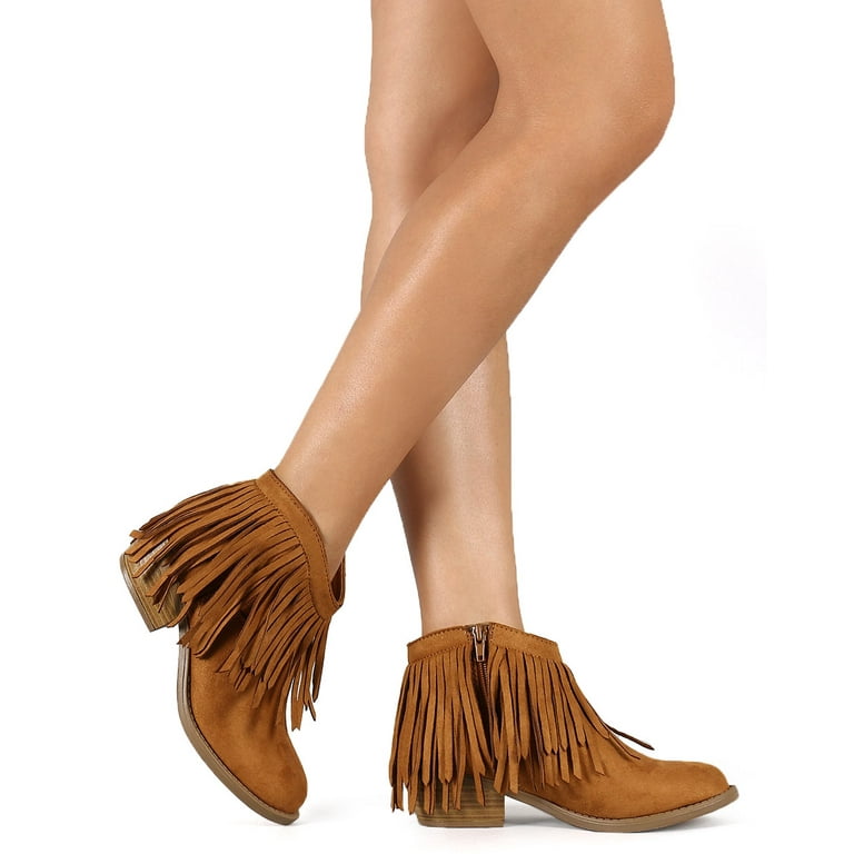 Soda fringe booties discount